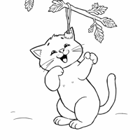 A Playful Cat Batting At A Christmas Ornament... Coloring Page