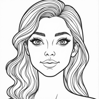 Face Chart Thin Lines Black And White Coloring Page