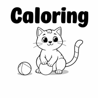 A Cat Playing With A Ball Coloring Page