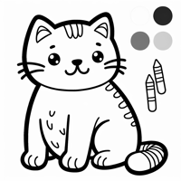 Small Cat Coloring Page