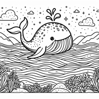 Whales Swimming In The Sea Coloring Page
