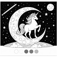 A Unicorn On The Moon Coloring Page