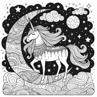 A Unicorn On The Moon Coloring Page