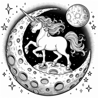 A Unicorn On The Moon Coloring Page