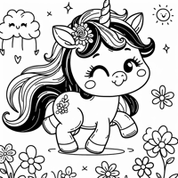 A Baby Unicorn Coloring Page