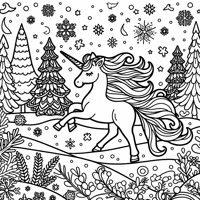 A Unicorn In Winter Coloring Page