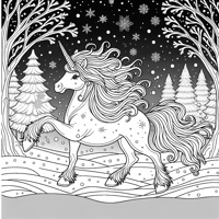 A Unicorn In Winter Coloring Page