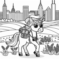 A Unicorn Is On Vacation In America Coloring Page