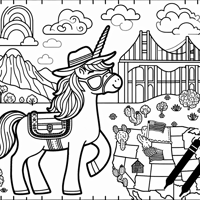 A Unicorn Is On Vacation In America Coloring Page