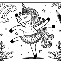 A Dancing Unicorn Coloring Page