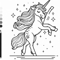 A Dancing Unicorn Coloring Page