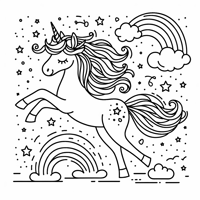 A Dancing Unicorn Coloring Page