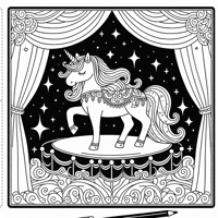 A Unicorn On Stage Coloring Page