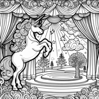 A Unicorn On Stage Coloring Page