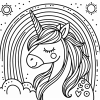 A Unicorn With A Rainbow Coloring Page