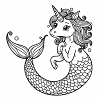 A Unicorn As A Mermaid Coloring Page