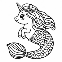 A Unicorn As A Mermaid Coloring Page