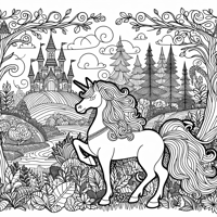 A Unicorn In Fairyland Coloring Page