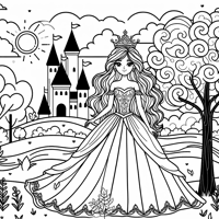 A Beautiful Princess In Fairyland Coloring Page