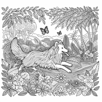 A Beautiful Dog In Nature Coloring Page