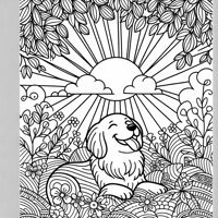 A Beautiful Dog In Nature Coloring Page