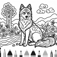 A Beautiful Dog In Nature Coloring Page