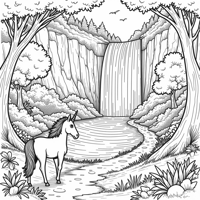 An Intricate Scene Depicting An Ancient Enchanted... Coloring Page