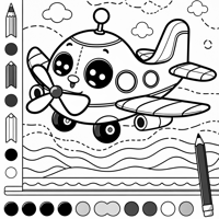 A Smiling Airplane With Big Eyes And A Propeller... Coloring Page