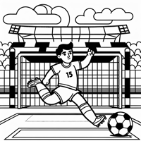 Soccer Player Scoring A Goal In Large Stadium Coloring Page