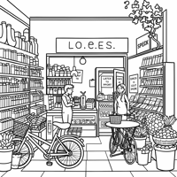 A Cute But Simple Corner Shop Cartoon Coloring Page