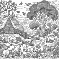 Imagine A Charming Garden Scene Filled With... Coloring Page