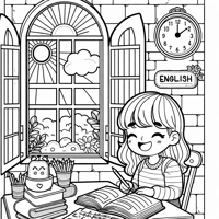 The Weather Is Sunny There Is A Girl Sitting In... Coloring Page