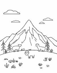 A Detailed Scene Of A Mountain Retreat Where Monks... Coloring Page