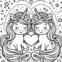 Double Love Unicorn Sparkles Coloring Page