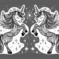 Double Love Unicorn Sparkles Coloring Page