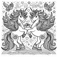 Double Love Unicorn Spirit Fingers Coloring Page