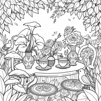 A Whimsical Interpretation Of A Flowerscented Tea... Coloring Page
