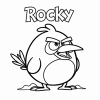 The Words "Rocky" On The Top Of Page, Angry Birds Coloring Page