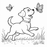 Tuktuk DOG Playfully Chasing Butterflies As Nila... Coloring Page
