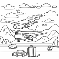 A Quiet Airplane With Eyes And A Smiling Mouth Coloring Page