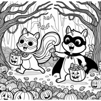 Two Squirrels Dressed As Superheroes One With A... Coloring Page
