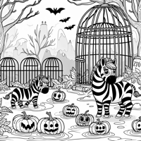 A Group Of Zebras With Zombie Makeup Dragging... Coloring Page