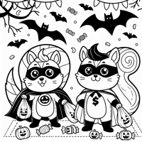 Two Squirrels Dressed As Superheroes With... Coloring Page