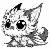 A Small Round Chibi Chupacabra With Big Sparkling... Coloring Page