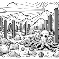 A Rocky Desert Terrain With Scattered Boulders And... Coloring Page