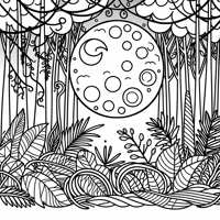 A Dark Secluded Jungle With Twisted Vines Shadowy... Coloring Page
