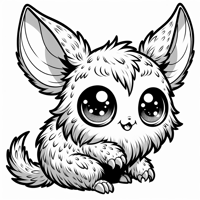 A Small Round Chibi Chupacabra With Big Sparkling... Coloring Page