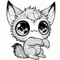 A Small Round Chibi Chupacabra With Big Sparkling... Coloring Page