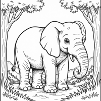 Elephant In The Forest Coloring Page