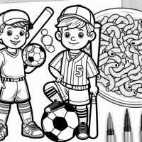 A Soccer And Baseball Player Who Eats Macaroni And... Coloring Page
